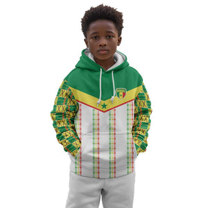 World Football 2026 Senegal Custom Kid Hoodie African Kente White Pattern - African Pride