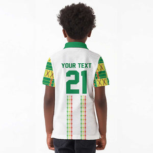World Football 2026 Senegal Custom Kid Polo Shirt African Kente White Pattern LT9
