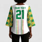 World Football 2026 Senegal Custom Kimono Sleeve Blouse African Kente White Pattern - African Pride