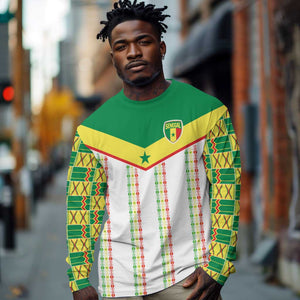 World Football 2026 Senegal Custom Long Sleeve Shirt African Kente White Pattern - African Pride