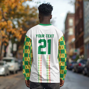 World Football 2026 Senegal Custom Long Sleeve Shirt African Kente White Pattern - African Pride