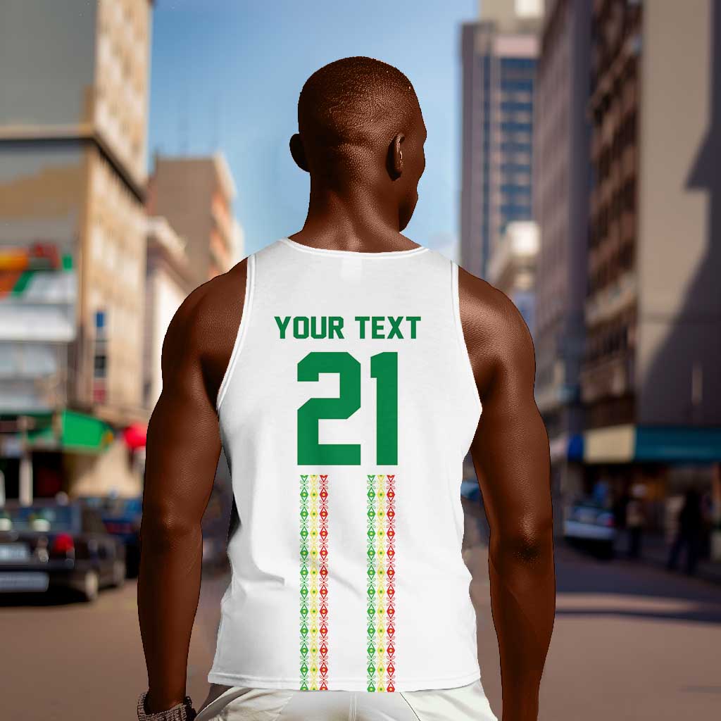 World Football 2026 Senegal Custom Men Tank Top African Kente White Pattern - African Pride