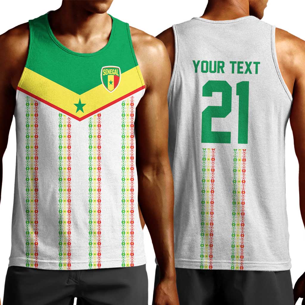 World Football 2026 Senegal Custom Men Tank Top African Kente White Pattern - African Pride