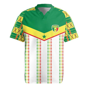 World Football 2026 Senegal Custom Rugby Jersey African Kente White Pattern - African Pride