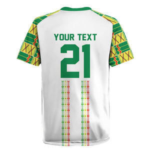World Football 2026 Senegal Custom Rugby Jersey African Kente White Pattern - African Pride