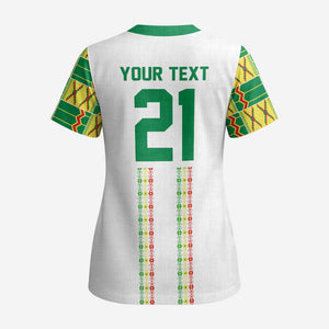 World Football 2026 Senegal Custom Scrub Top African Kente White Pattern - African Pride