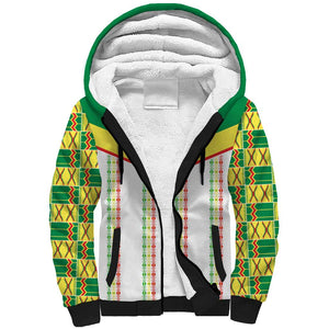World Football 2026 Senegal Custom Sherpa Hoodie African Kente White Pattern - African Pride