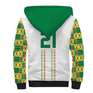 World Football 2026 Senegal Custom Sherpa Hoodie African Kente White Pattern - African Pride