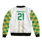 World Football 2026 Senegal Custom Sleeve Zip Bomber Jacket African Kente White Pattern - African Pride