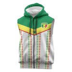 World Football 2026 Senegal Custom Sleeveless Zip Hoodie African Kente White Pattern - African Pride