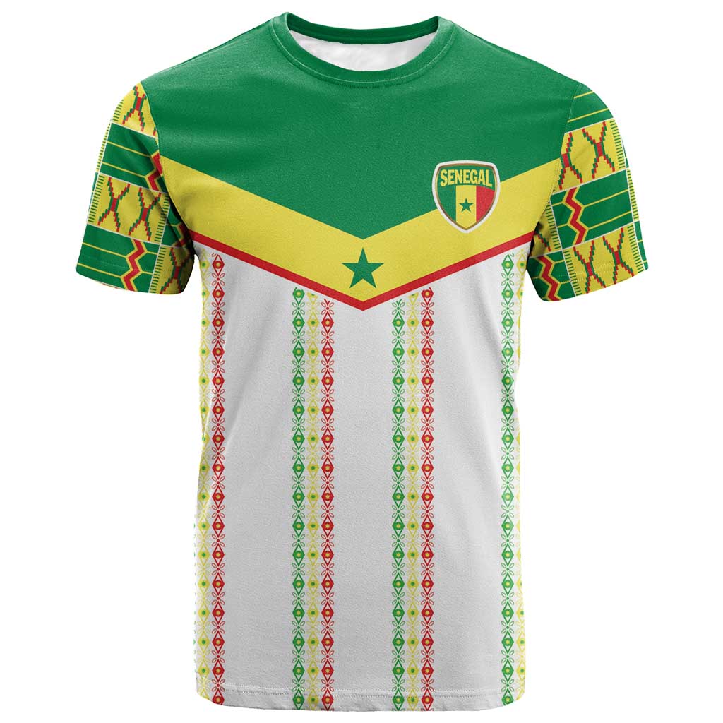 World Football 2026 Senegal Custom T shirt African Kente White Pattern LT9