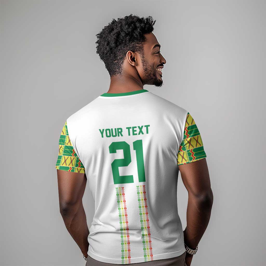 World Football 2026 Senegal Custom T shirt African Kente White Pattern - African Pride