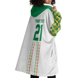 World Football 2026 Senegal Custom Wearable Blanket Hoodie African Kente White Pattern - African Pride
