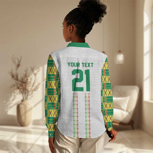 World Football 2026 Senegal Custom Women Casual Shirt African Kente White Pattern - African Pride