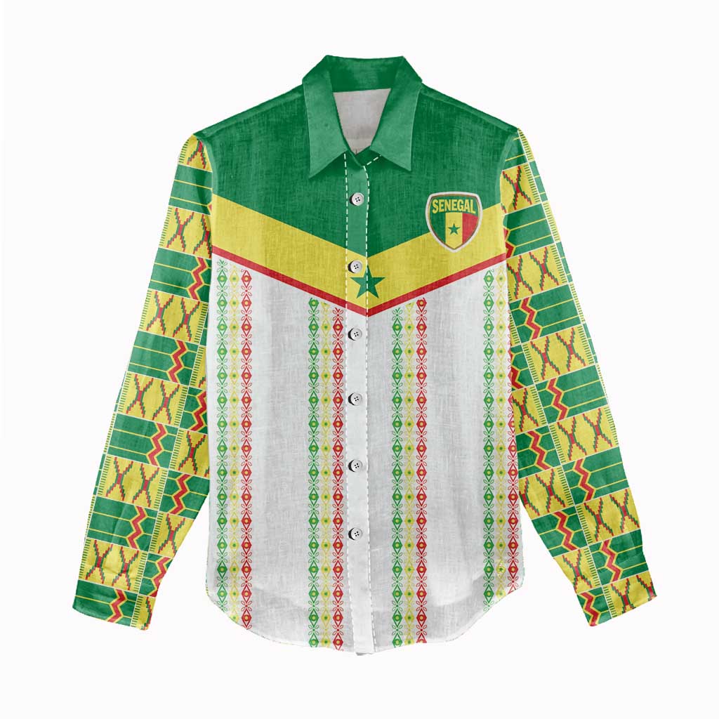 World Football 2026 Senegal Custom Women Casual Shirt African Kente White Pattern - African Pride