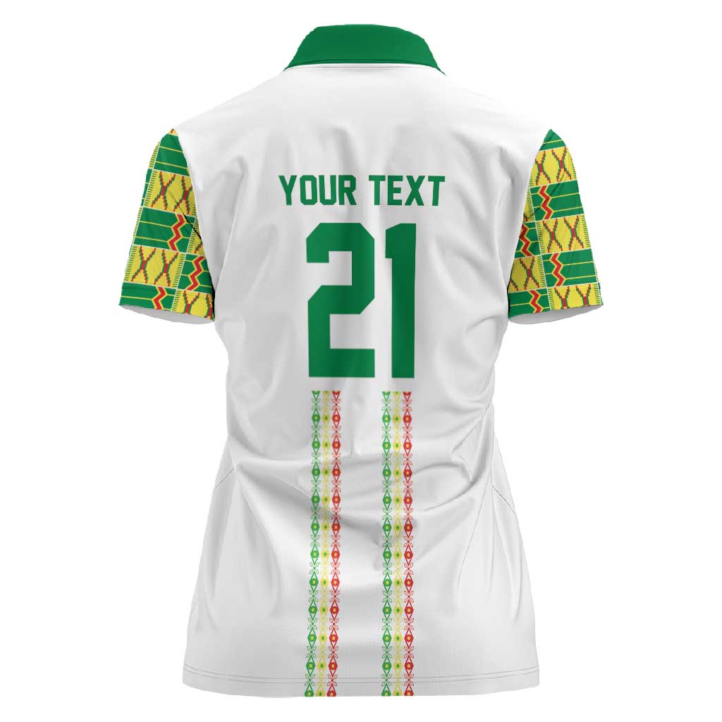 World Football 2026 Senegal Custom Women Polo Shirt African Kente White Pattern - African Pride