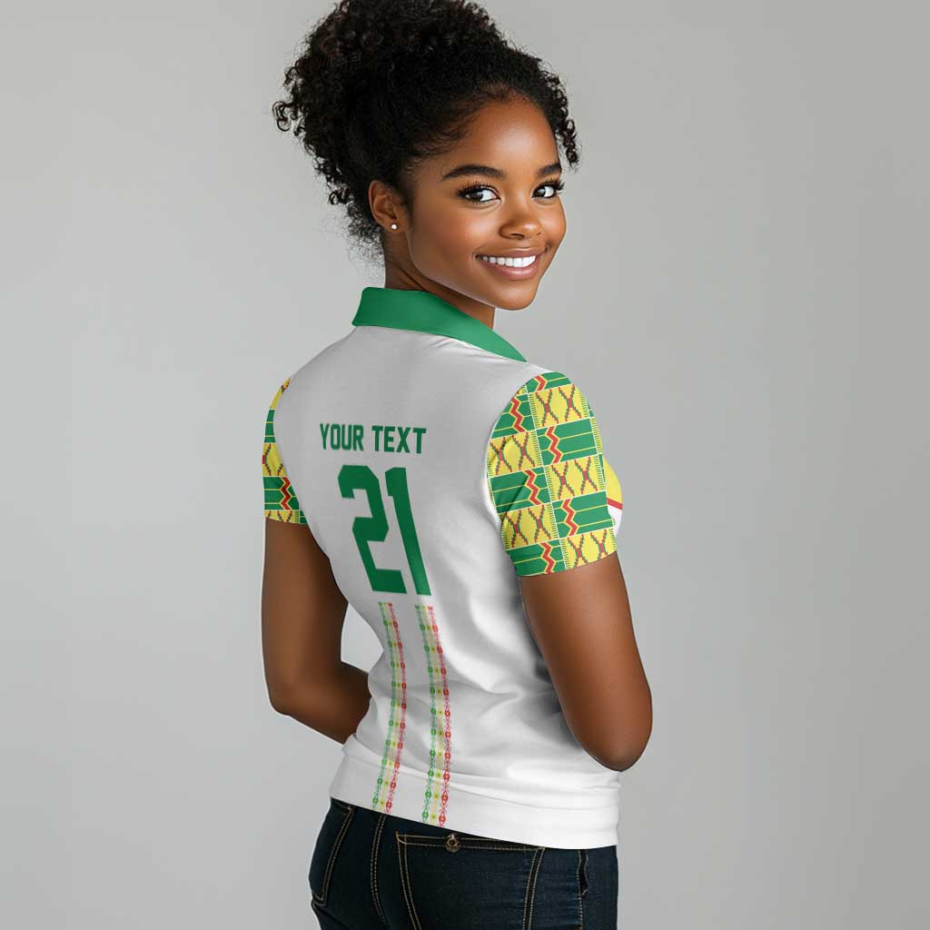 World Football 2026 Senegal Custom Women Polo Shirt African Kente White Pattern - African Pride