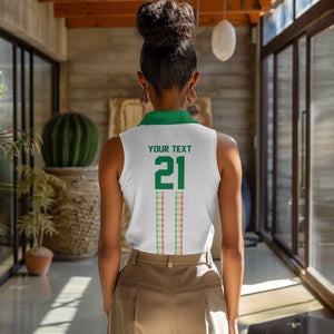 World Football 2026 Senegal Custom Women Sleeveless Polo Shirt African Kente White Pattern - African Pride