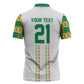 World Football 2026 Senegal Custom Zipper Polo Shirt African Kente White Pattern - African Pride