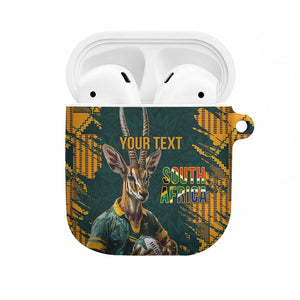 South Africa Rugby Custom AirPods Case Afro Springboks Mascot Sporty Version
