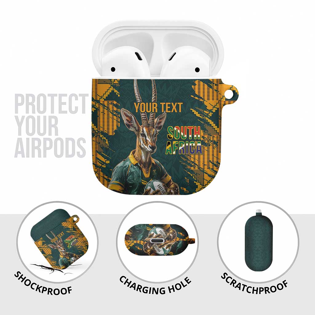 South Africa Rugby Custom AirPods Case Afro Springboks Mascot Sporty Version