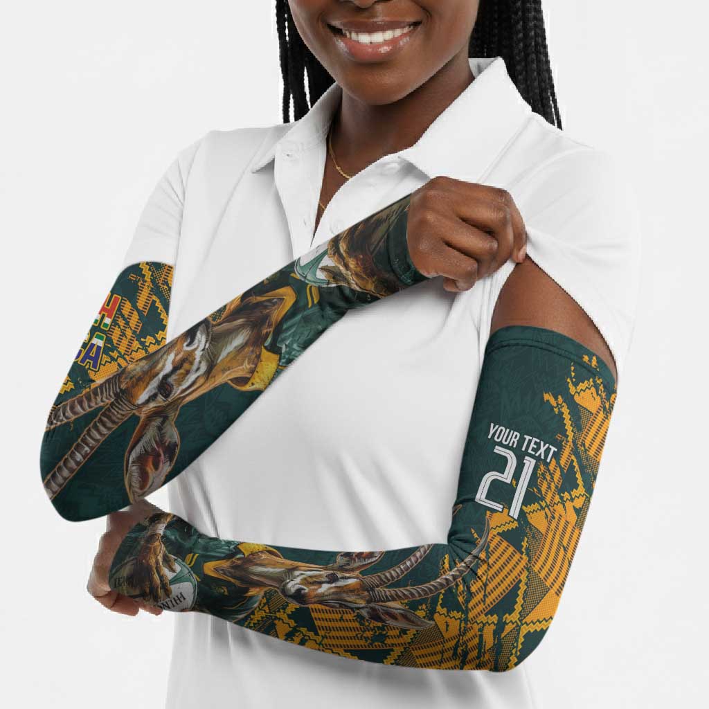 South Africa Rugby Custom Arm Sleeves Afro Springboks Mascot Sporty Version