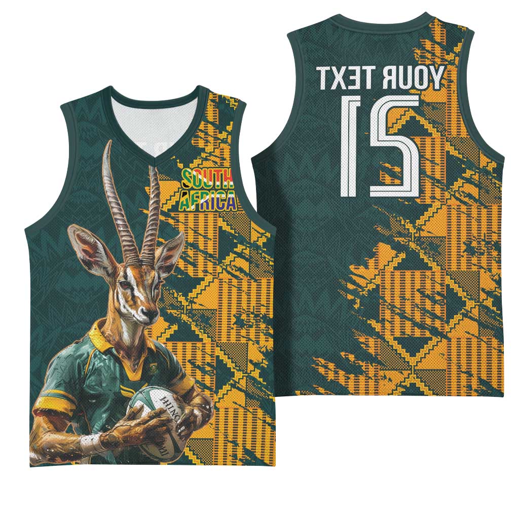 South Africa Rugby Custom Basketball Jersey Afro Springboks Mascot Sporty Version - African Pride