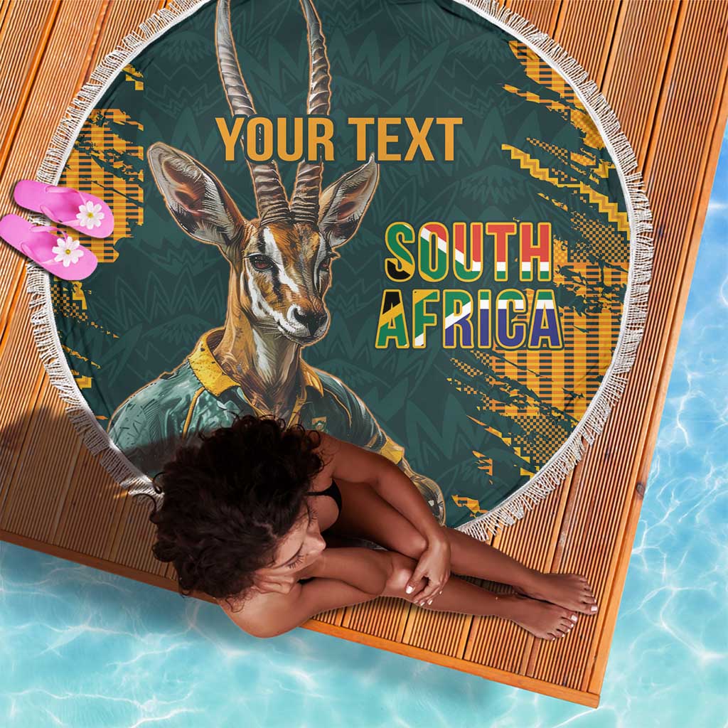 South Africa Rugby Custom Beach Blanket Afro Springboks Mascot Sporty Version