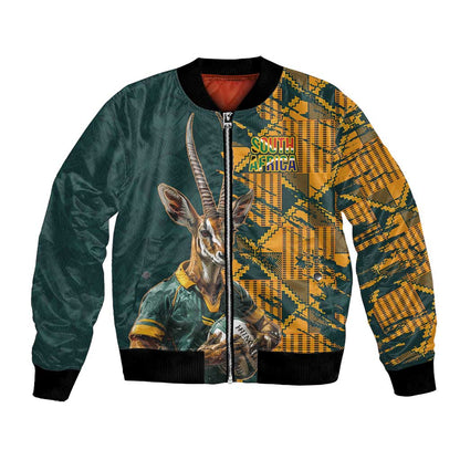 South Africa Rugby Custom Bomber Jacket Afro Springboks Mascot Sporty Version