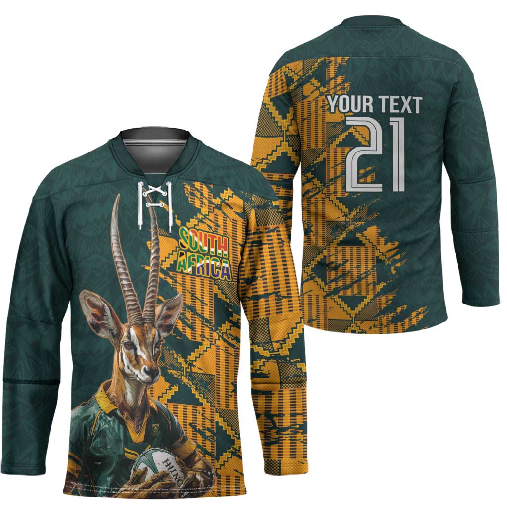 South Africa Rugby Custom Hockey Jersey Afro Springboks Mascot Sporty Version