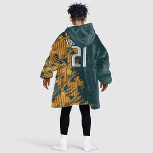 South Africa Rugby Custom Kid Wearable Blanket Hoodie Afro Springboks Mascot Sporty Version