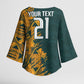 South Africa Rugby Custom Kimono Sleeve Blouse Afro Springboks Mascot Sporty Version