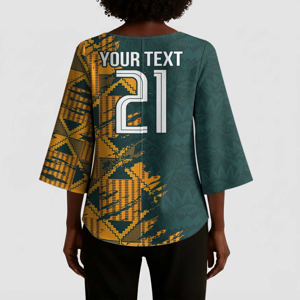 South Africa Rugby Custom Kimono Sleeve Blouse Afro Springboks Mascot Sporty Version