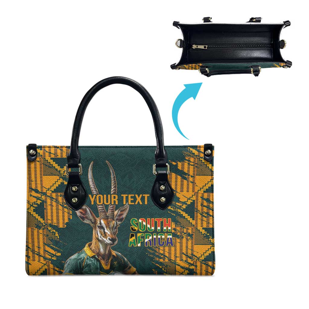 South Africa Rugby Custom Leather Bag Afro Springboks Mascot Sporty Version
