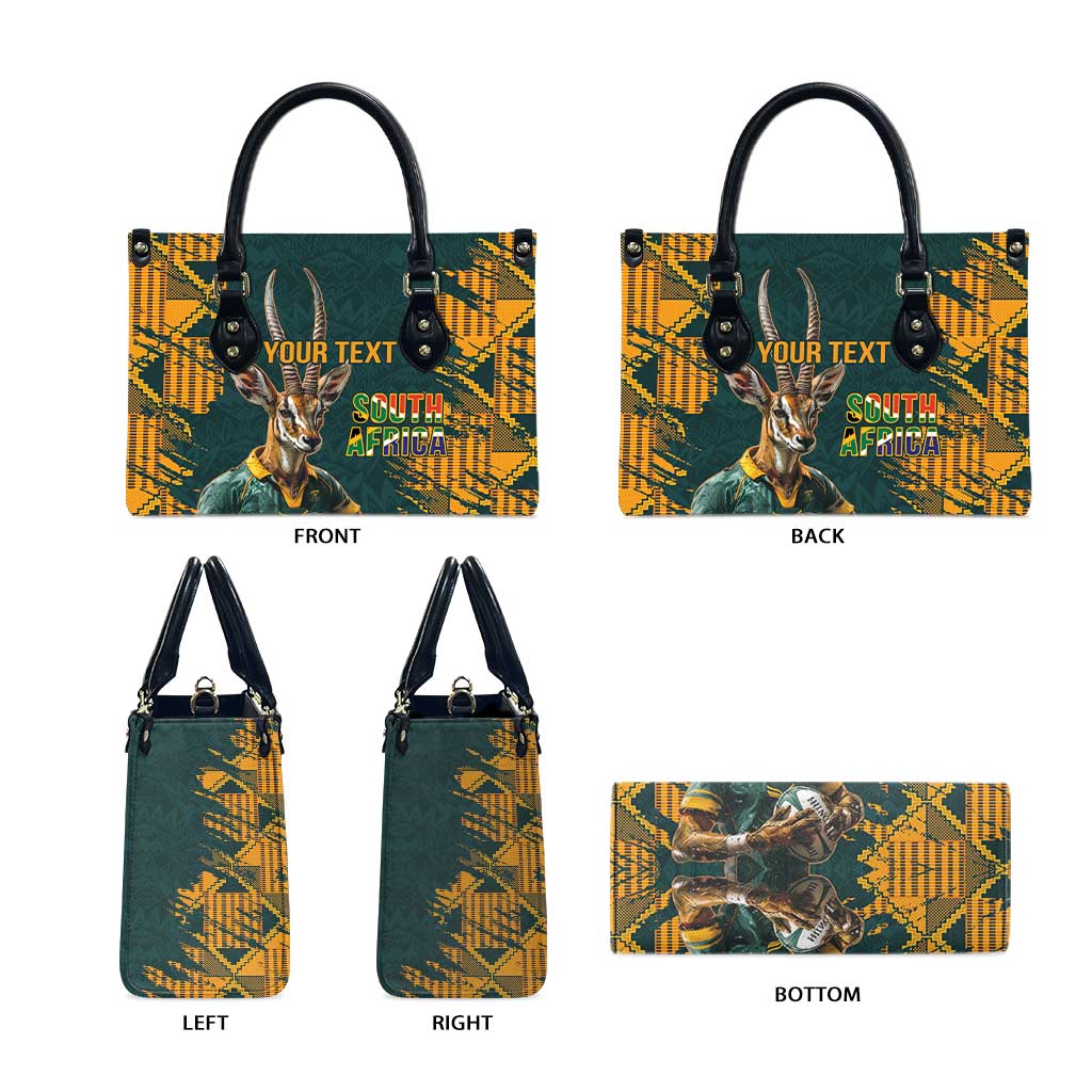 South Africa Rugby Custom Leather Bag Afro Springboks Mascot Sporty Version