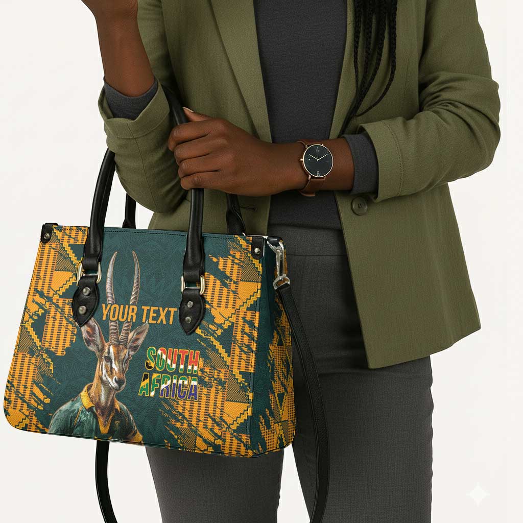 South Africa Rugby Custom Leather Bag Afro Springboks Mascot Sporty Version