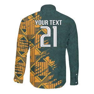 South Africa Rugby Custom Long Sleeve Button Shirt Afro Springboks Mascot Sporty Version