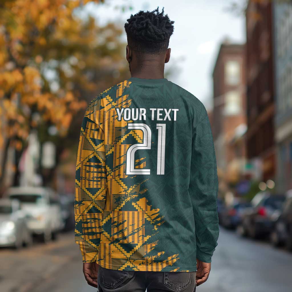 South Africa Rugby Custom Long Sleeve Shirt Afro Springboks Mascot Sporty Version