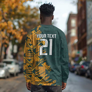 South Africa Rugby Custom Long Sleeve Shirt Afro Springboks Mascot Sporty Version