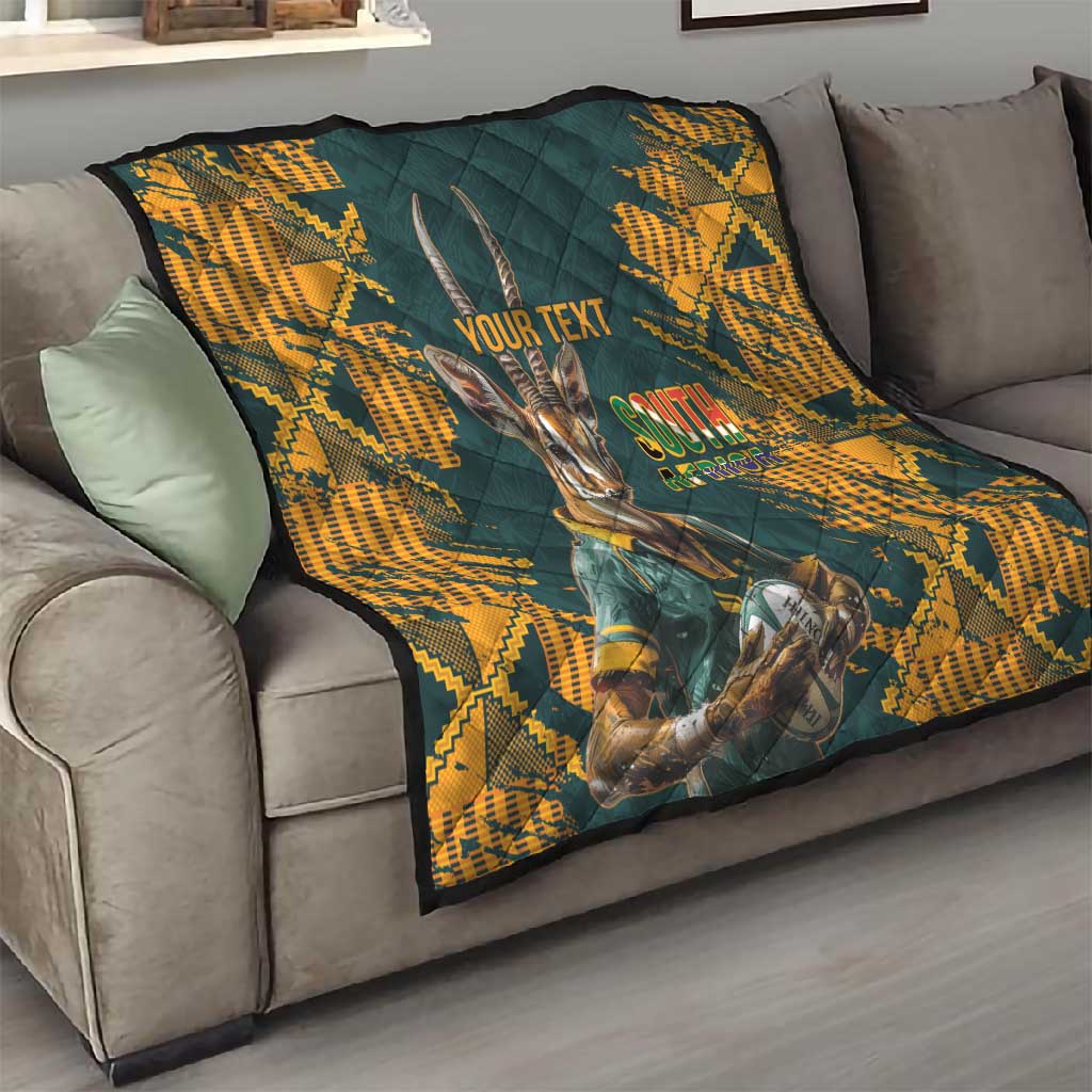 South Africa Rugby Custom Quilt Afro Springboks Mascot Sporty Version