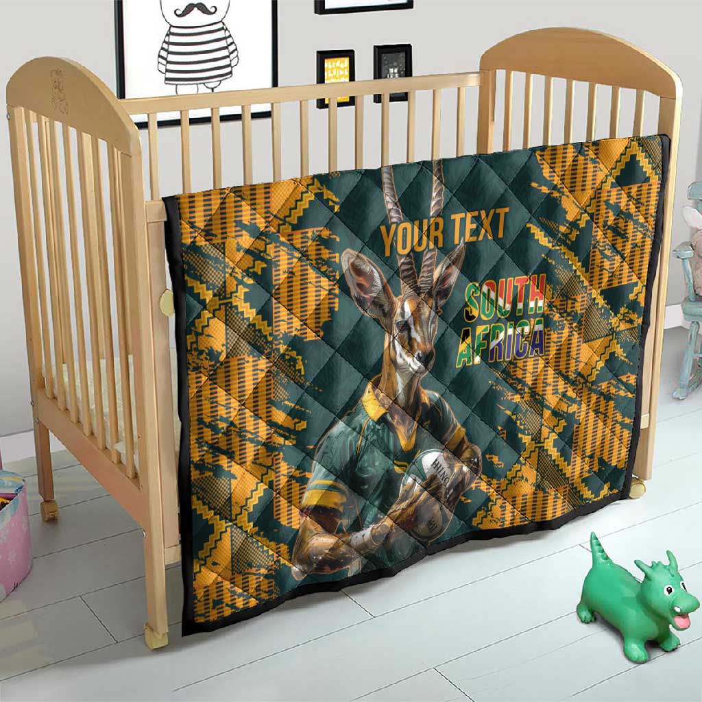 South Africa Rugby Custom Quilt Afro Springboks Mascot Sporty Version