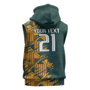 South Africa Rugby Custom Sleeveless Hoodie Afro Springboks Mascot Sporty Version - African Pride