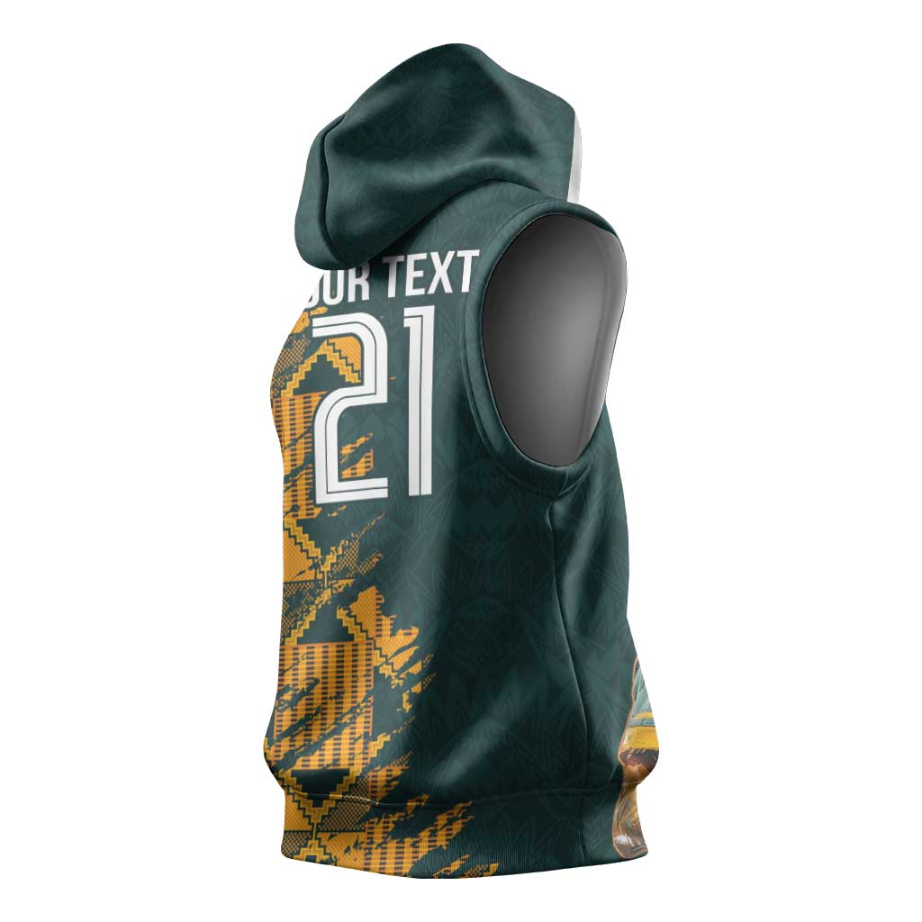 South Africa Rugby Custom Sleeveless Hoodie Afro Springboks Mascot Sporty Version - African Pride