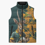 South Africa Rugby Custom Sleeveless Puffer Jacket Afro Springboks Mascot Sporty Version