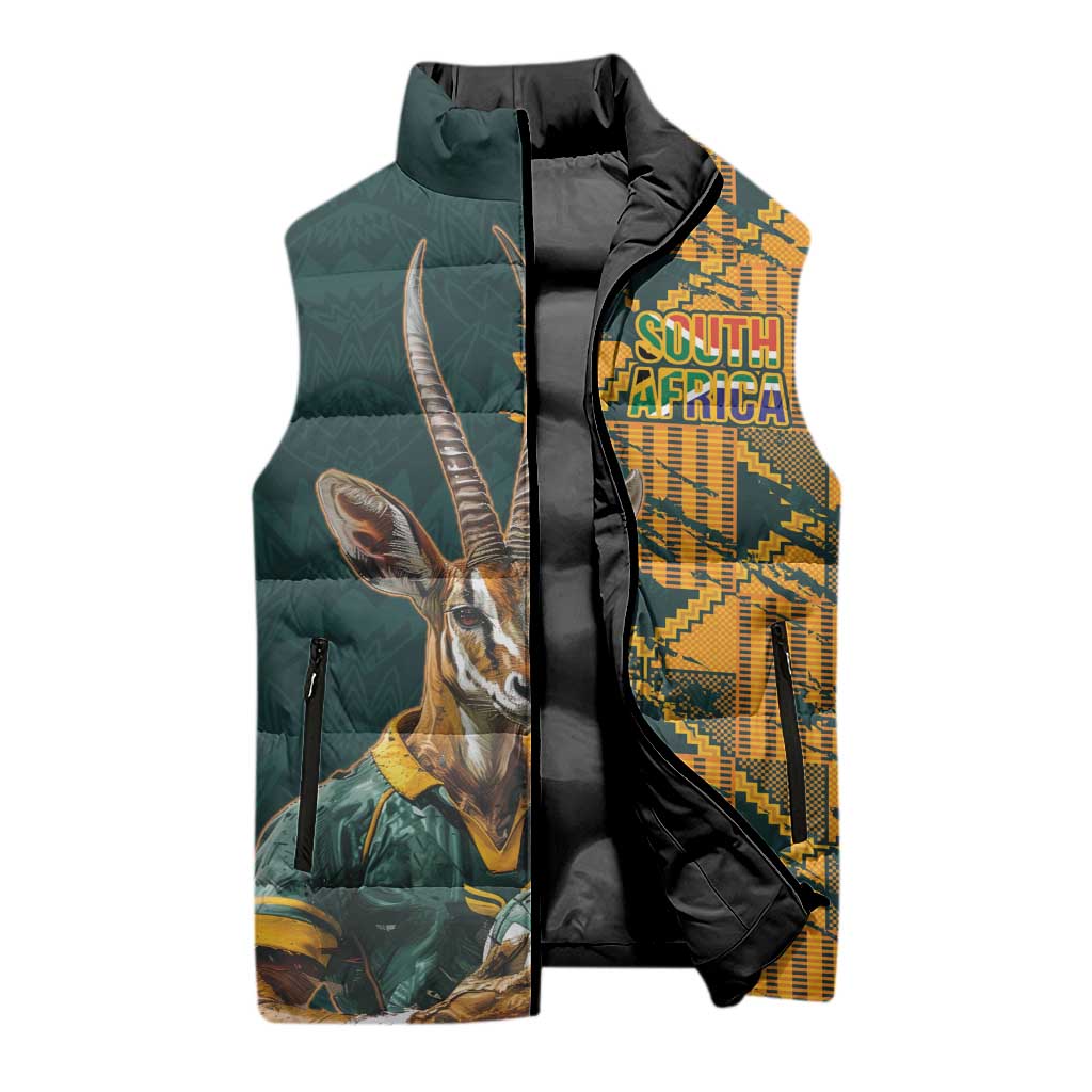 South Africa Rugby Custom Sleeveless Puffer Jacket Afro Springboks Mascot Sporty Version