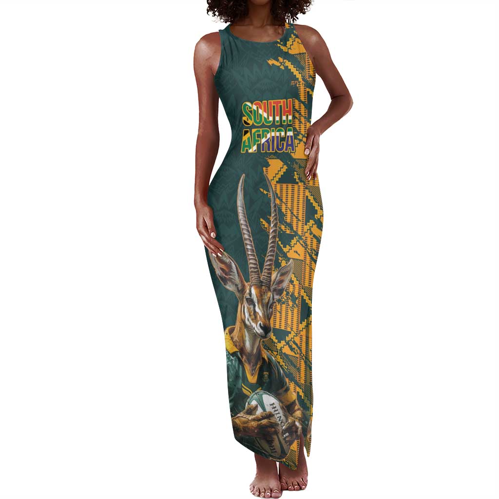 South Africa Rugby Custom Tank Maxi Dress Afro Springboks Mascot Sporty Version