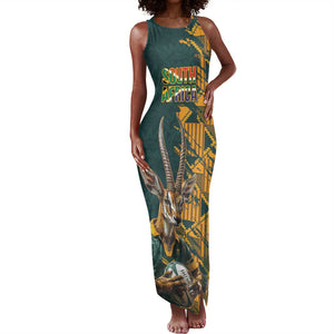 South Africa Rugby Custom Tank Maxi Dress Afro Springboks Mascot Sporty Version