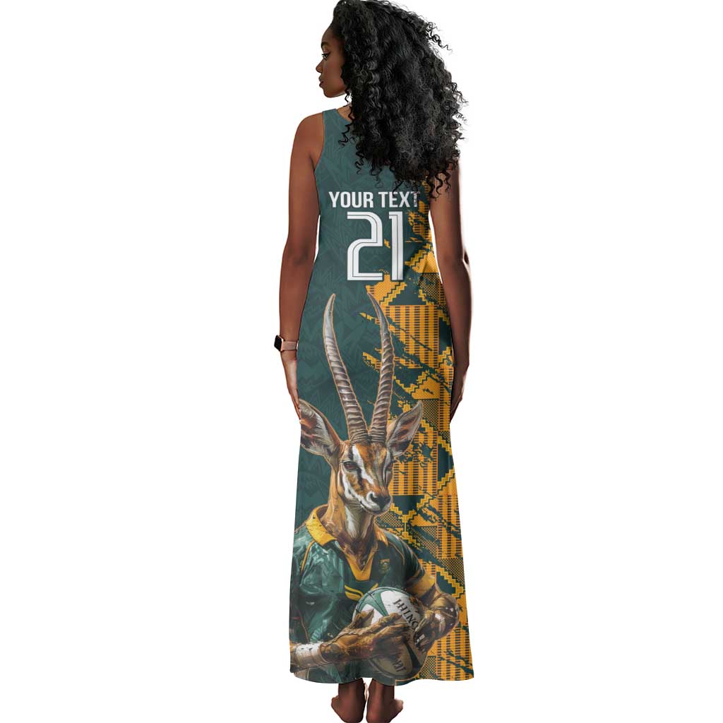 South Africa Rugby Custom Tank Maxi Dress Afro Springboks Mascot Sporty Version