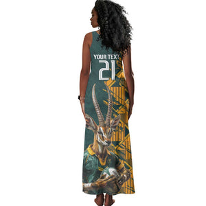 South Africa Rugby Custom Tank Maxi Dress Afro Springboks Mascot Sporty Version