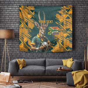 South Africa Rugby Custom Tapestry Afro Springboks Mascot Sporty Version
